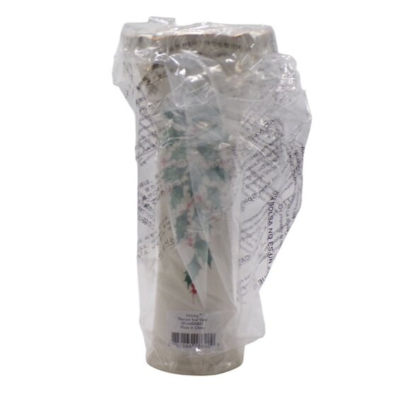 Lenox Dimension Collection Holiday Pierced Holly Berry Gold Trim Bud Vase 8.5" - Picture 8 of 10